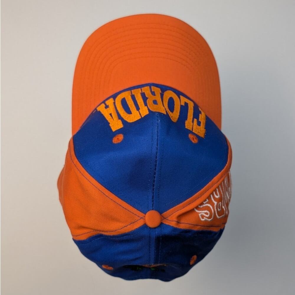 Vintage Flordia Gators Football Colorblock Blue & Orange Big Text Snapback Hat - Picture 4 of 6